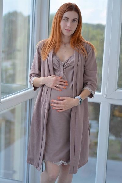 Теплый комплект халат и ночнушка 2263 фото